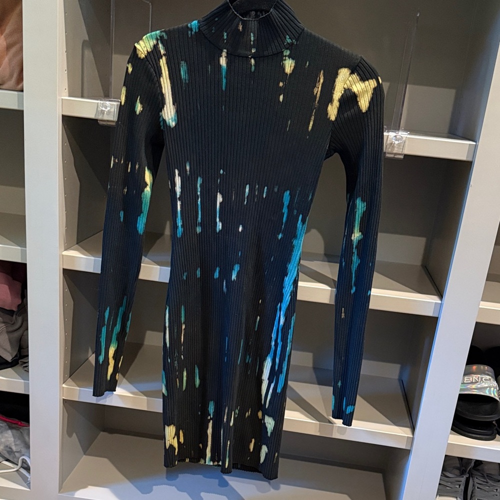 Cotton Candy Black and Blue Long Sleeve Dress
